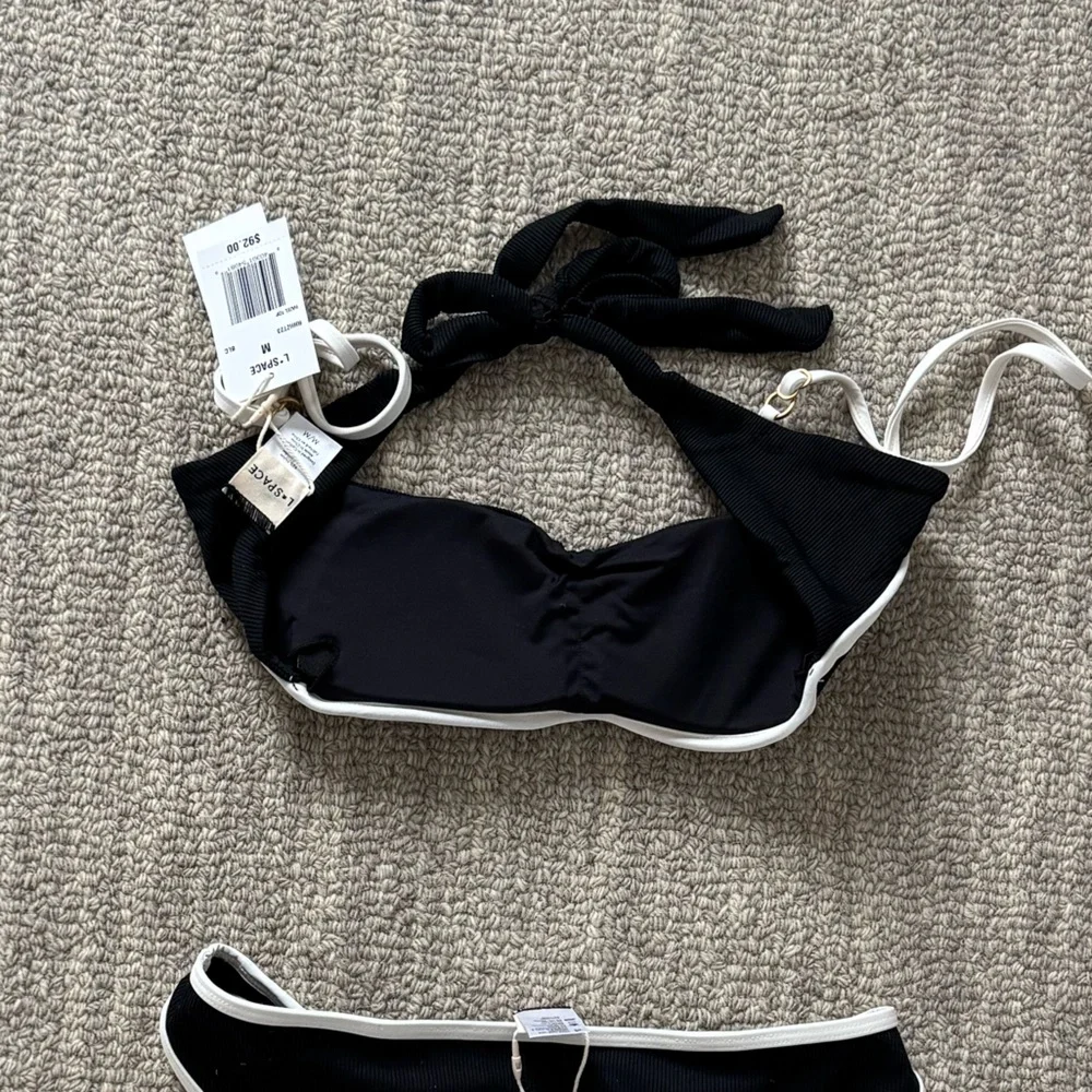 l*space Hazel Black Bikini Top with White Trim